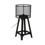 Metal Mesh Lamp Wooden Base