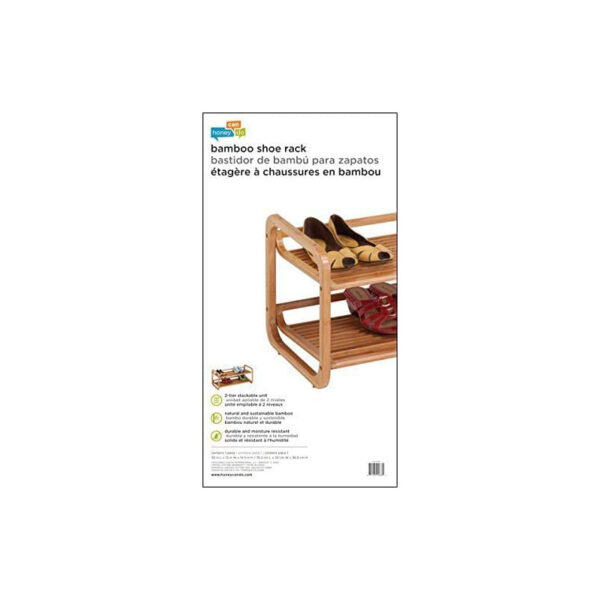 Bamboo Shoe Rack 2 Tier Stackable