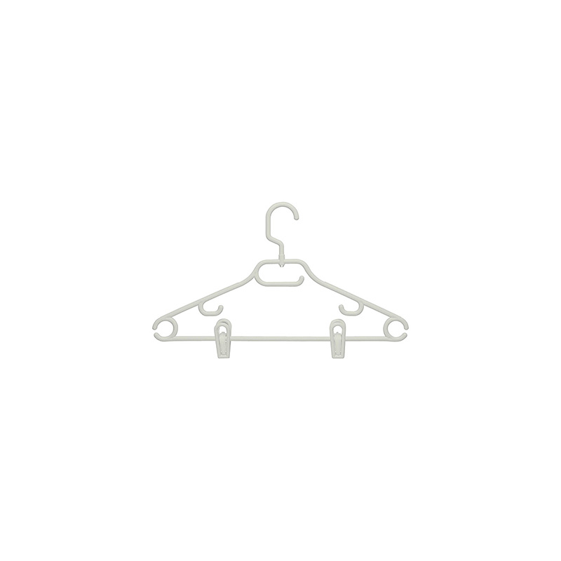 HCD-149_1 Dress Hanger With Notch Clips 3 Pc Pack White - Image 1