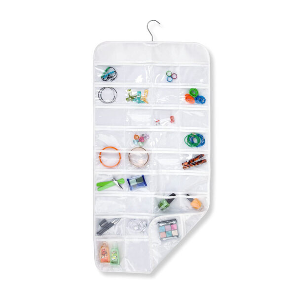 Hanging Jewellery Organizer 72 Pockets White Clear