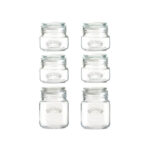 Push Top Square 6 Pieces Storage Jars