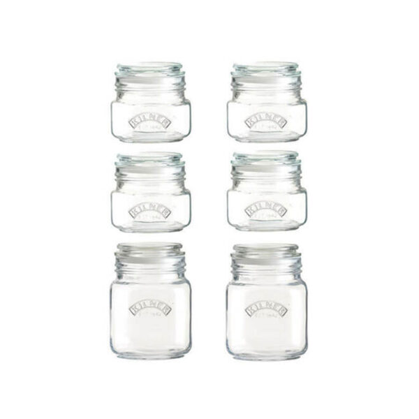Push Top Square 6 Pieces Storage Jars