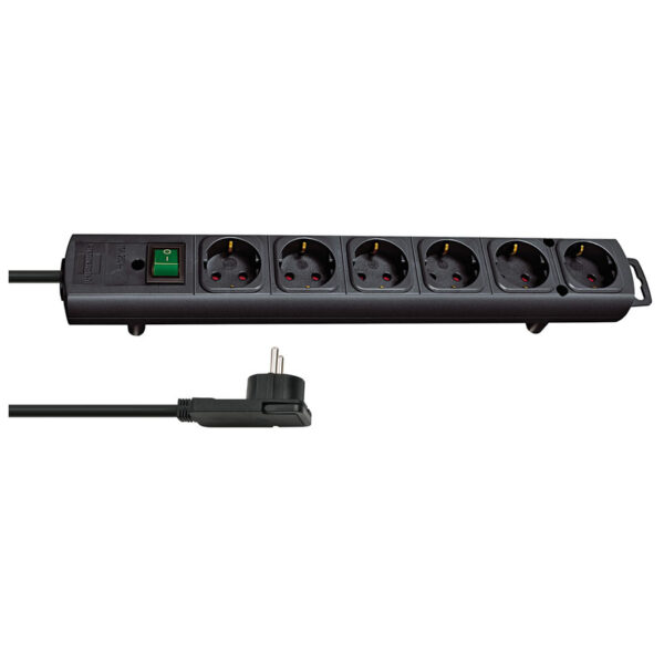 Extension Socket 6-Way Strip With Flat Plug And Switch