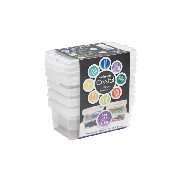 Crystal Plastic Storage Boxes With Lids Set Of 4