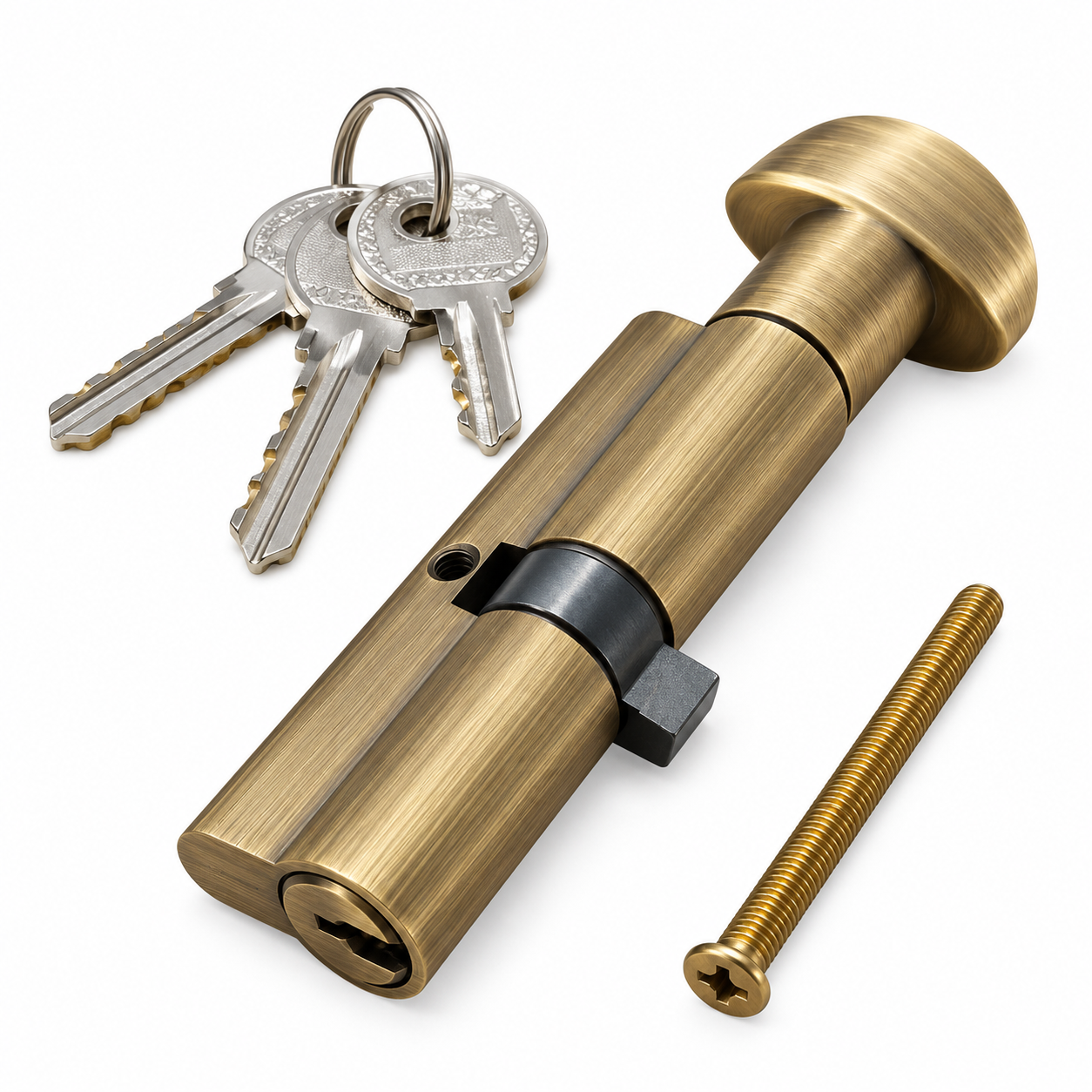 104 Single Cylinder 90Mm (Key+Knob) Bronze - Image 1