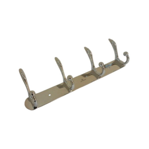 Stainless Steel 4 Double Hook Wall Mounted Chrome Finish
