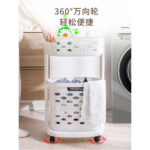Laundry Wagon Single Rack On Casters White - Image 2