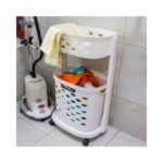 Laundry Wagon Single Rack On Casters White - Image 3