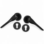Lever Handle On Round Rose Black Coated Galaxy