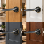 Lever Handle On Round Rose Shadowed Bronze Moon Zinc Crytal - Image 3