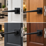 Lever Handle On Square Rose Black Coated Boston - Image 2