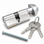 Single Cylinder 70Mm (Key+Knob) Satin Nickel/Chrome