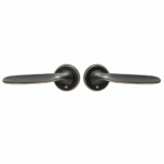 Lever Handle On Round Rose Shadowed Bronze Moon Zinc Crytal