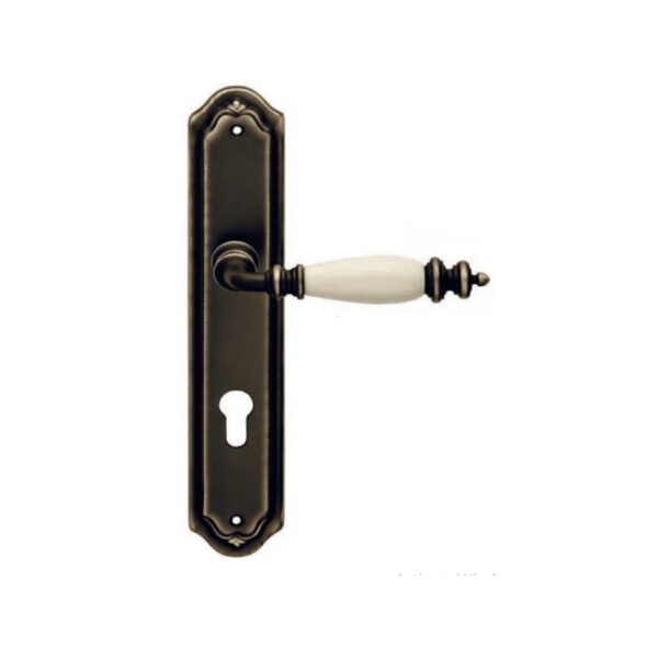 Lever Handle On Plate Old Bronze  Siena Beige