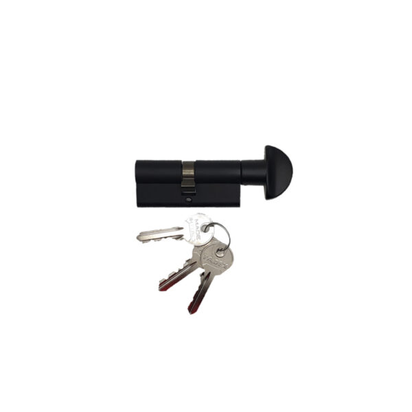 Single Cylinder 70Mm (Key+Knob) Black Coated