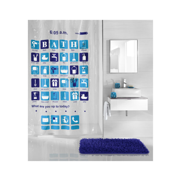 Shower Curtain Peva Apps Blue 180X 200 Cm