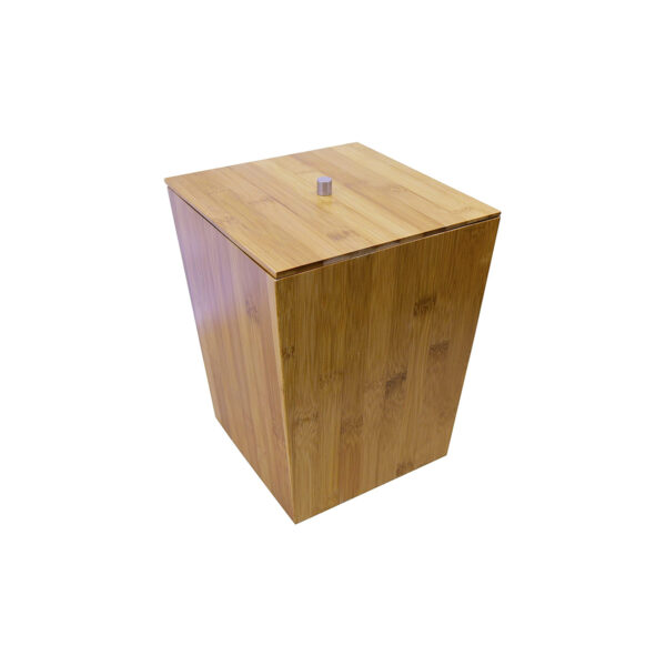 Waste Basket With Lid Bamboo Nature