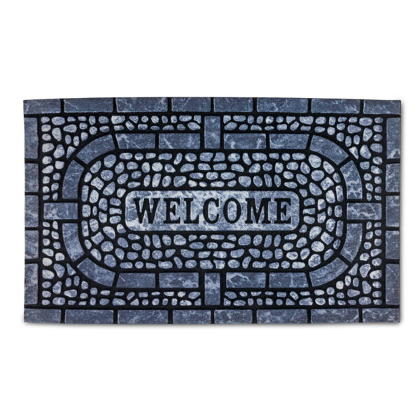 Door Mat Stone Grey Welcome