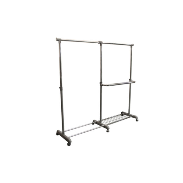 Garment Rack 164 H Cm With Mesh Bottom Chrome/Black