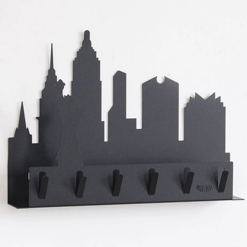 Key And Letter Holder Wall Mount New York Black