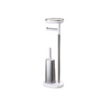 Standing Toilet Paper With Holder White & Stainless Steel