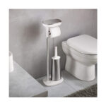 Standing Toilet Paper With Holder White & Stainless Steel - Image 5