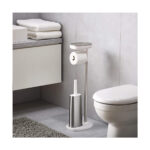 Standing Toilet Paper With Holder White & Stainless Steel - Image 6