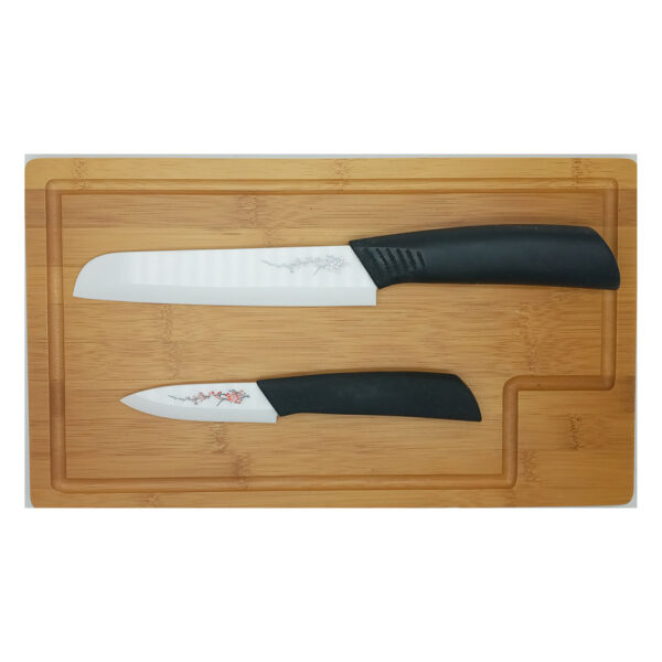 Ceramic Knife Set With Bamboo Cutting Board