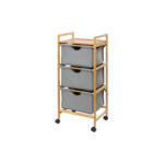 Laundry Trolley With 3 Drawers Bahari Bamboo-Cotton