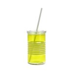 Barrel Mason Sipper With Lid And Straw 440 Ml. Yellow