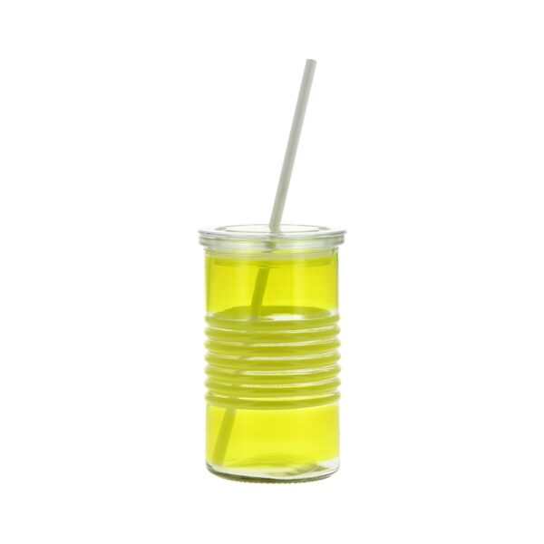 Barrel Mason Sipper With Lid And Straw 440 Ml. Yellow