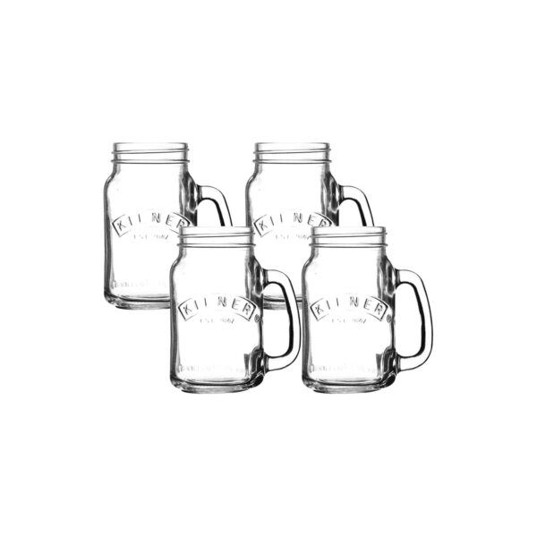 Kilner Drinking Mason Jar With Handle Set Of 4
