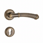 Lever Handle On Round Rose Matt Antique Bronze Vintage