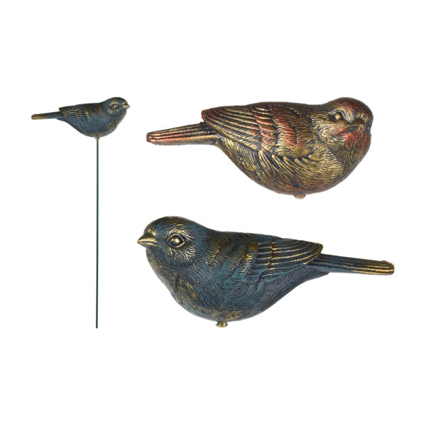 Metallic Bird Ornament On Stick 60Cm