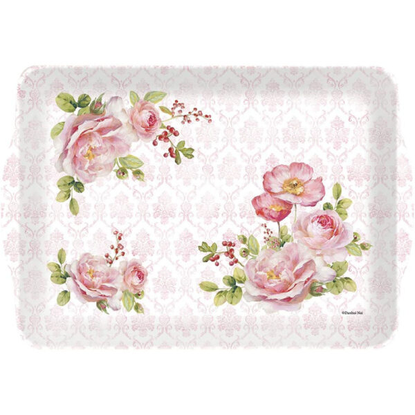 Tray With Curved Handles Floral Damask