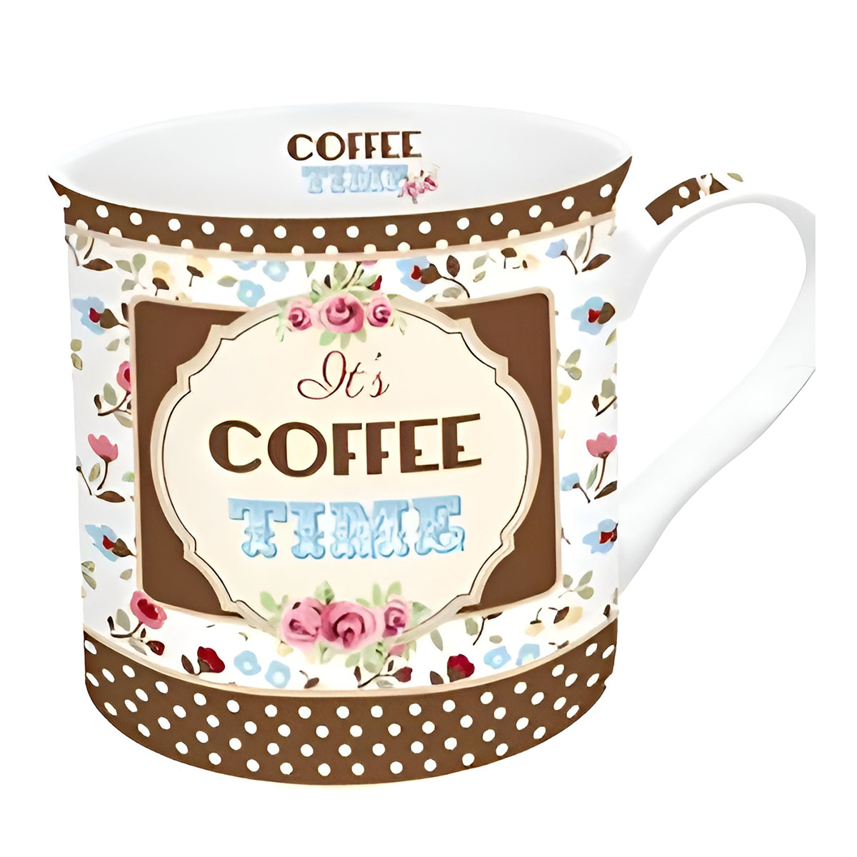 nvr 417 Single Stoneware Mug 300 Ml Ditsy Coffee Brown