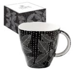 Porcelain Mug 375 Ml Black Leaves - Image 2