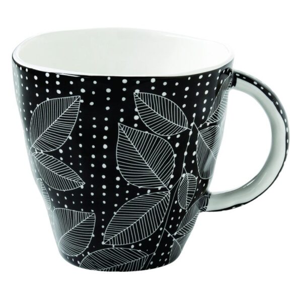 Porcelain Mug 375 Ml Black Leaves