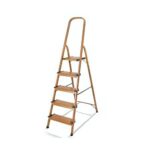6 Steps Aluminium Ladder 13Cm Wide Wood Grain Finish