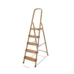 5 Steps Aluminium Ladder 13Cm Wide Wood Grain Finish