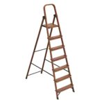 7 Steps Aluminium Ladder 13Cm Wide Wood Grain Finish