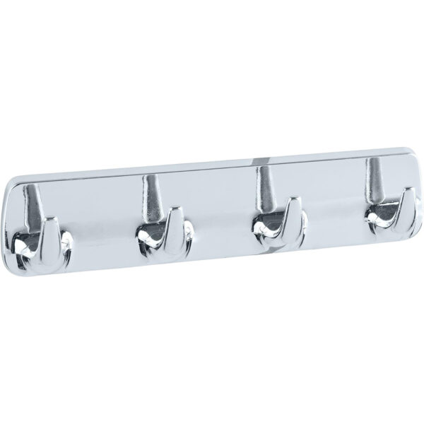 Plastic Hook Strip 19Cm With 4 Hooks Chrome