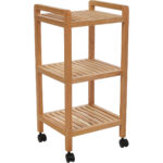 Roller Cart Rack 3-Tier Walnut Wood Norway