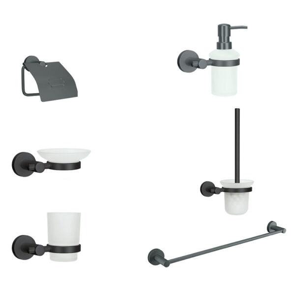 Bath Accessories Set Of 6 Apollo Nero Milky