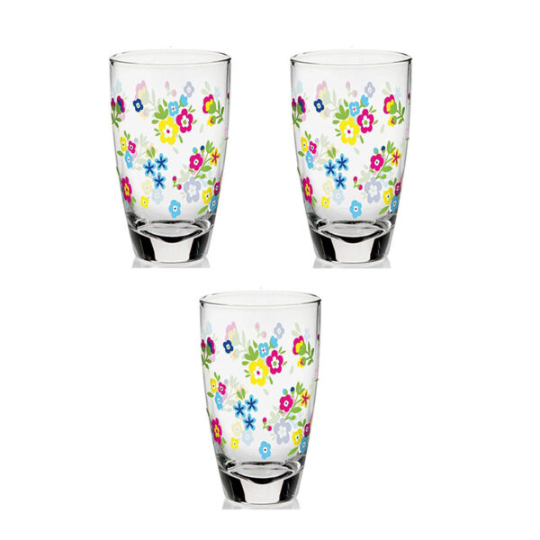 Water Glass 3Pcs Set 370 Ml Floral