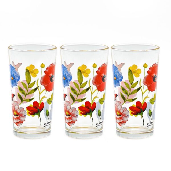 Water Glass 3Pcs Set 250 Ml Flowers