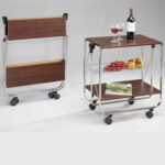 Folding Serving Trolley MDF Chrome