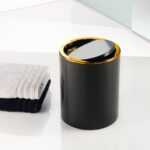 Swing Waste Bin Black With Golden Clap 5 Litres - Image 2