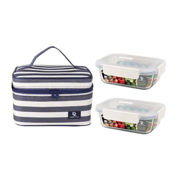 Glass Food Keeper With Bag Set Of 2 750Ml