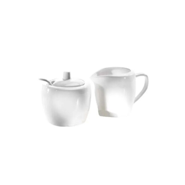 Porcelain Creamer And Sugar-Pot With Spoon
